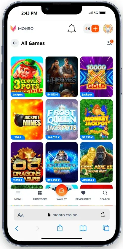 Monro Casino screenshot